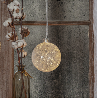 Glass Bauble Glow Snow